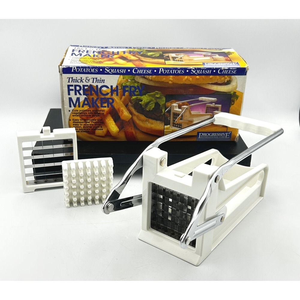 Progressive French Fry Maker White Thick & Thin Blades EUC
